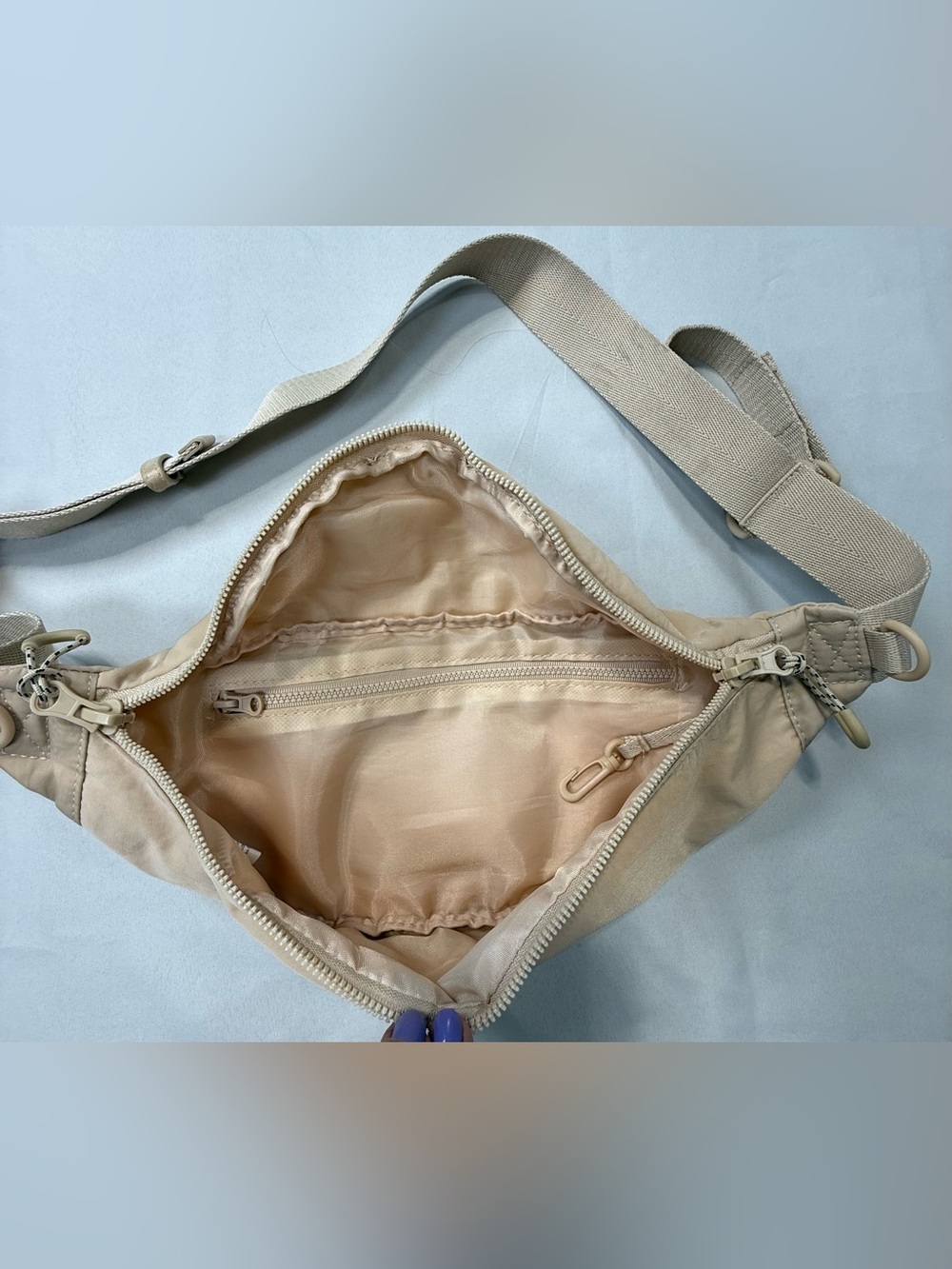 BEIS Neutral Beige Canvas  Crossbody/ Waist Bag - Picture 3 of 9